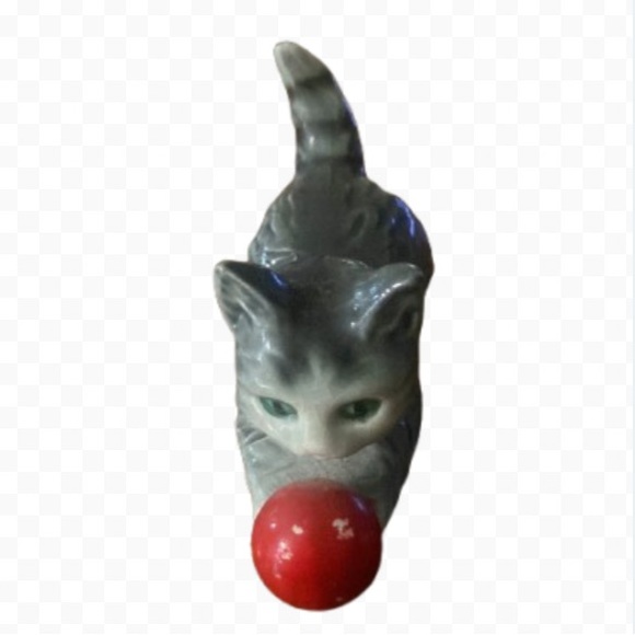 Goebel Other - Vintage Goebel W. Germany Gray Kitty with Red Ball and Green Eyes